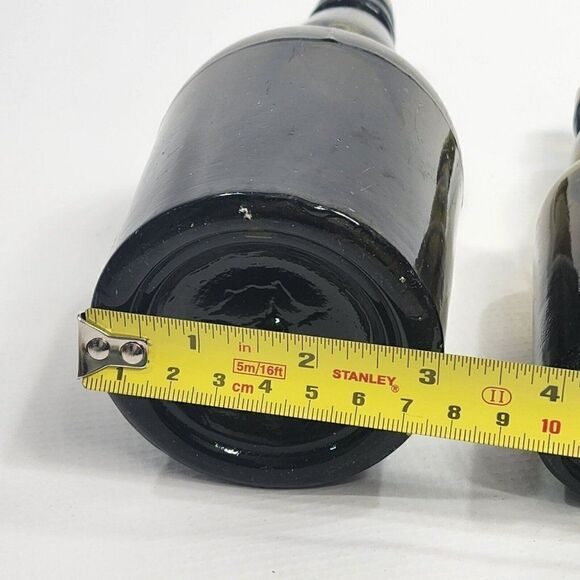 Set Of 2 Antique Olive Green 7"/9" Liquor Whiskey Bottles - Picture 5 of 11